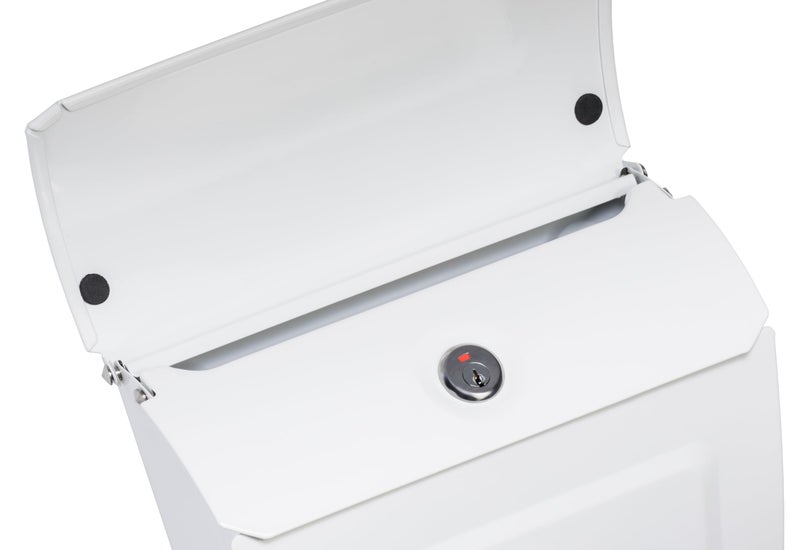 Architectural Mailboxes Aspenâ„¢ Locking, Vertical Wall-Mounted Mailbox for Outside, Modern Metal Galvanized Steel Small Mail Box with Lock and Key Drop Box, White - Image 4